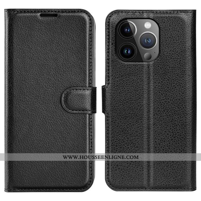 Housse iPhone 15 Pro Max Simili Cuir Litchi Classique