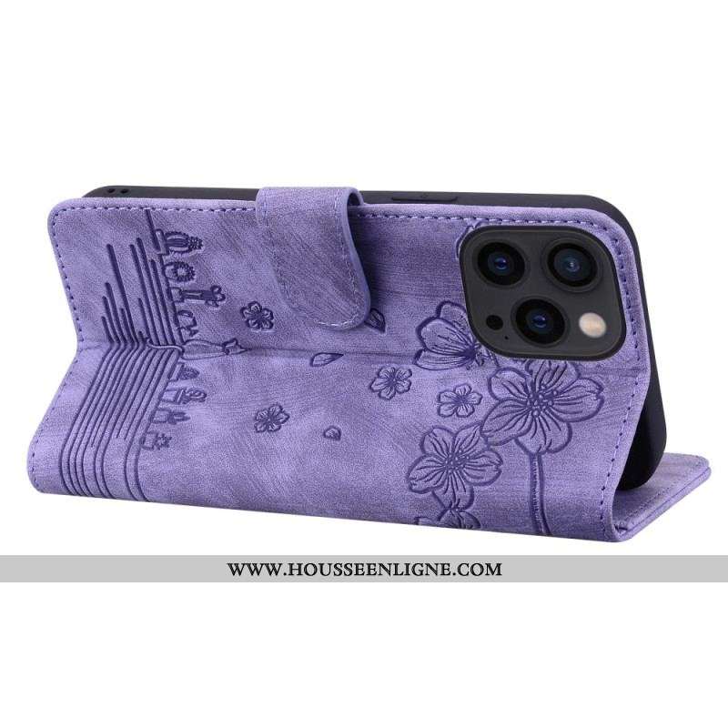 Housse iPhone 15 Pro Rêverie de Chat à Lanière