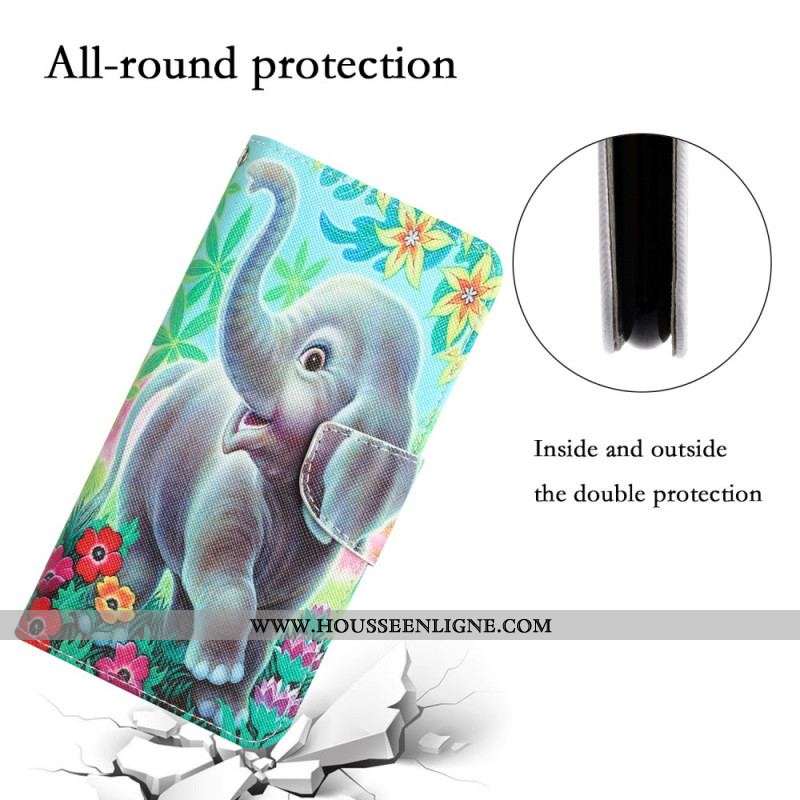 Housse iPhone 15 Promenade d'Éléphant à Lanière