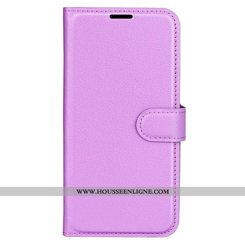 Housse iPhone 15 Simili Cuir Litchi Classique