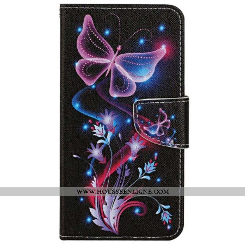 Housse iPhone 15 Vol de Papillons de Nuit à Lanière
