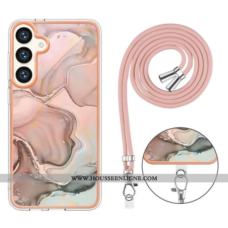 Coque Samsung Galaxy S24 5G à Cordon Marbre Stylé