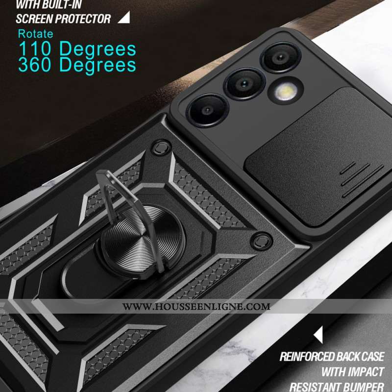 Coque Samsung Galaxy S24 FE Anneau-Support Protection Caméra Coulissante