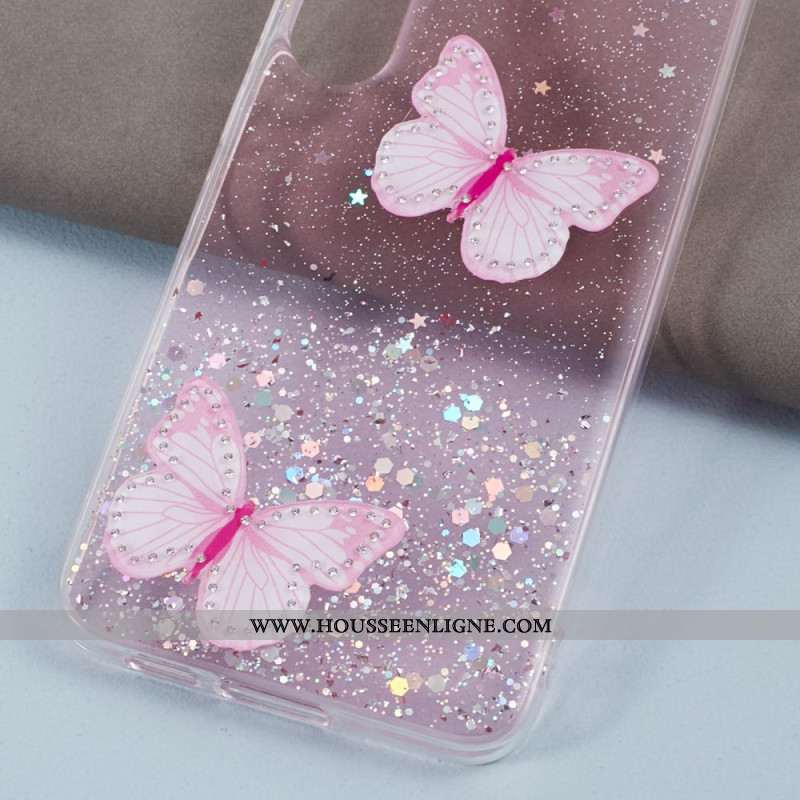 Coque Samsung Galaxy S24 Plus 5G Paillettes Papillons