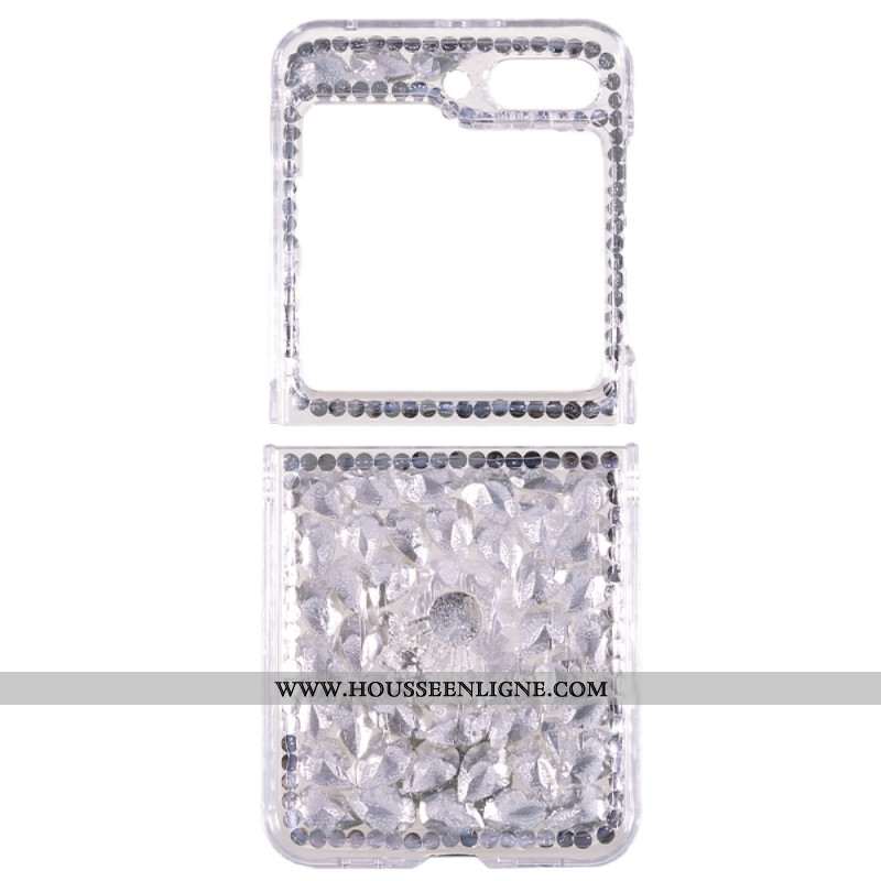 Coque Samsung Galaxy Z Flip 5 Breloques Rose Blanche