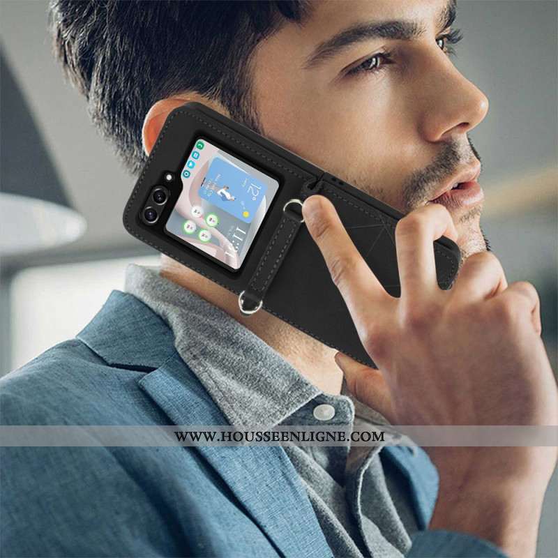 Coque Samsung Galaxy Z Flip 5 Simili Cuir Triangles