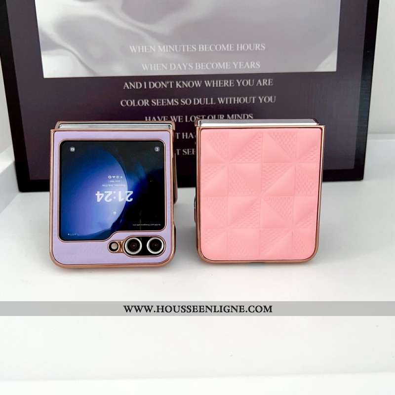 Coque Samsung Galaxy Z Flip 6 Matelassée Rebords Effet Métal