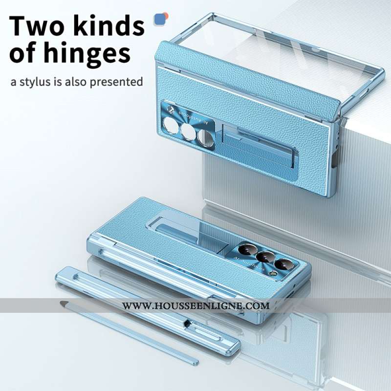 Coque Samsung Galaxy Z Fold 6 Simili Cuir Support et Porte-Stylet