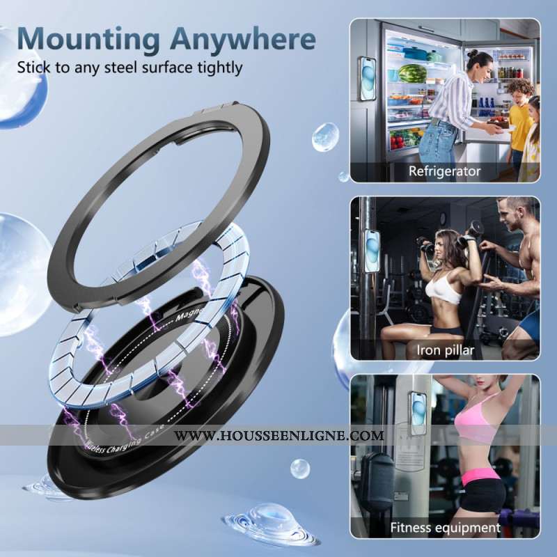 Coque iPhone 16 Plus Transparente compatible MagSafe Anneau-Support