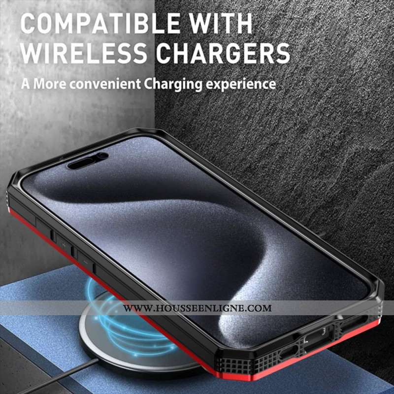 Coque iPhone 16 Pro Style Métal Support Magnétique