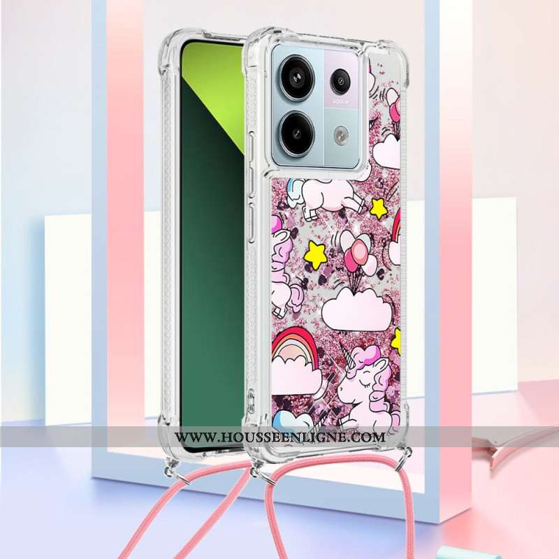 Coque à Cordon Xiaomi Redmi Note 13 Pro 5G / Poco X6 5G Paillettes Motif Cartoon
