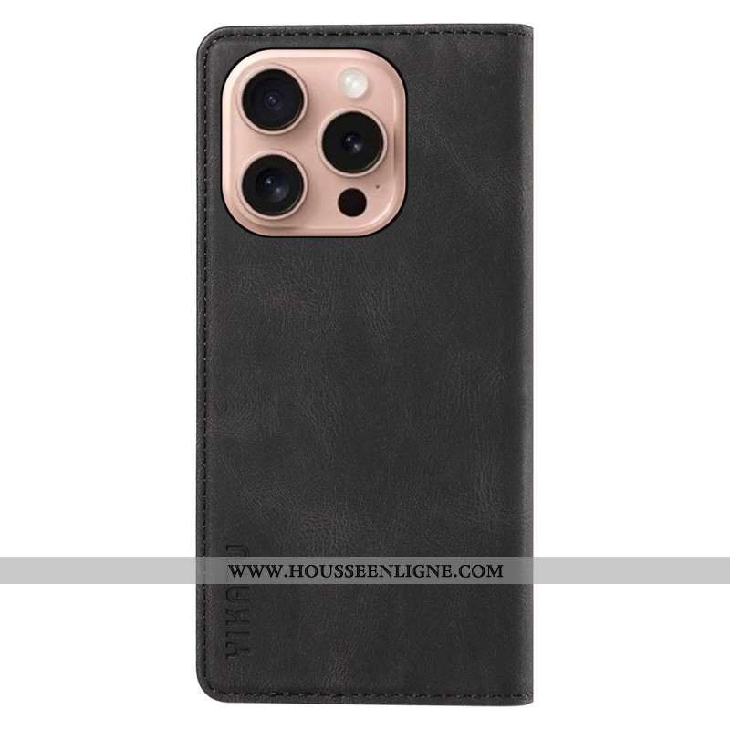Flip Cover iPhone 16 Pro Effet Daim YIKATU