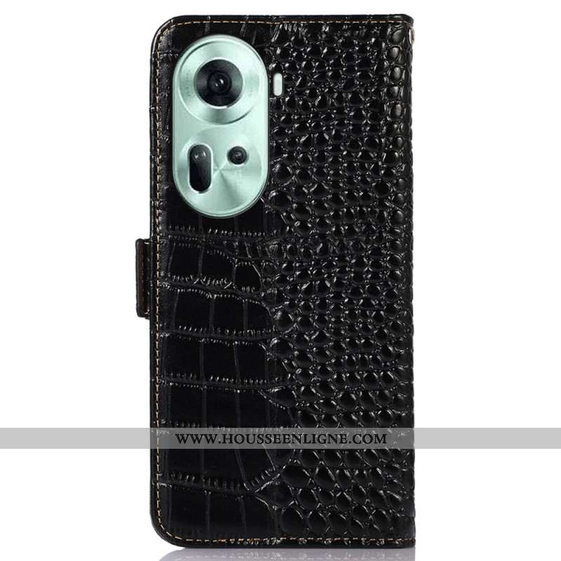 Housse Oppo Reno 11 5G Cuir Texture Crocodile
