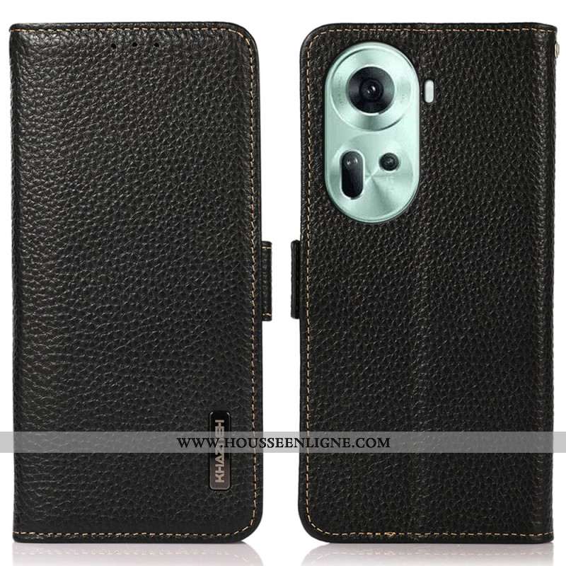 Housse Oppo Reno 11 5G Portefeuille Cuir avec Blocage RFID KHAZNEH