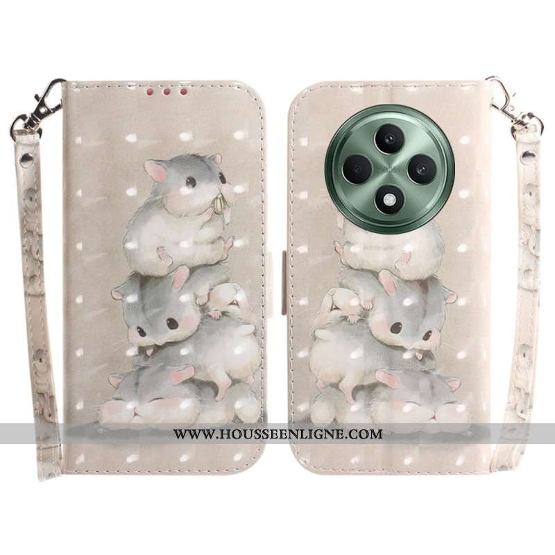 Housse Oppo Reno 12F 5G Hamsters à Lanière