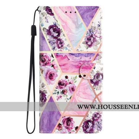 Housse Samsung Galaxy A55 5G Marbre Pourpre à Lanière
