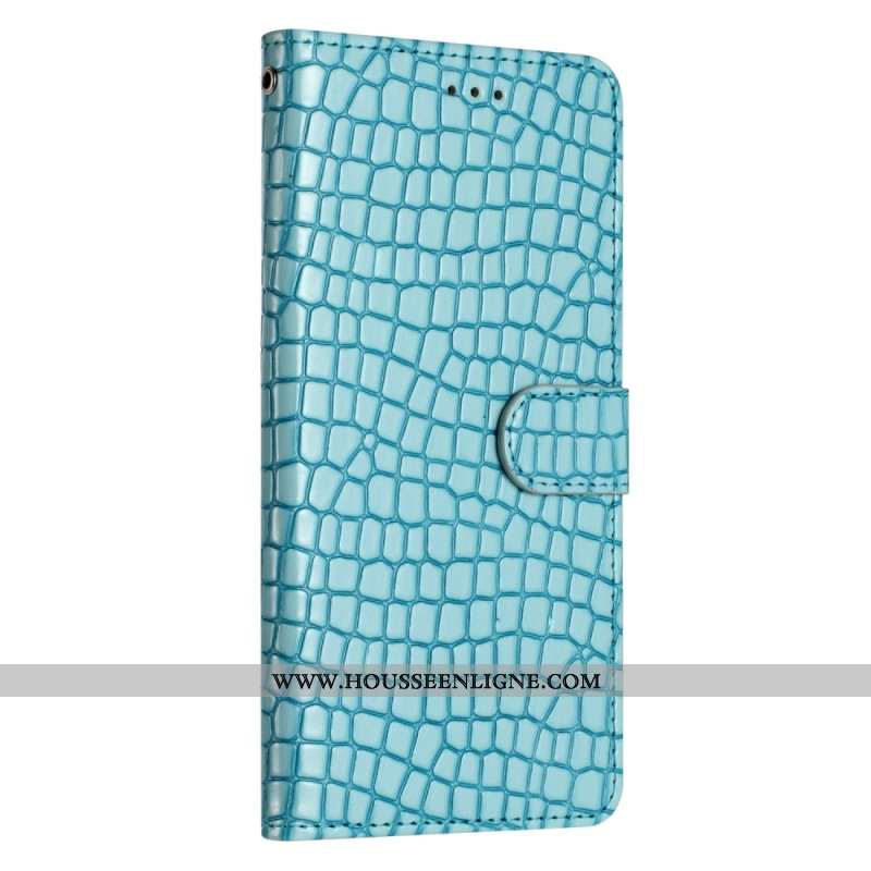 Housse Samsung Galaxy S24 5G Texture de Crocodile et Lanière