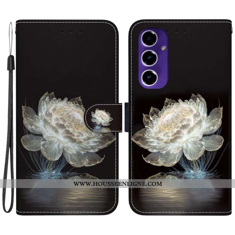 Housse Samsung Galaxy S24 FE Pivoine Cristalline à Lanière