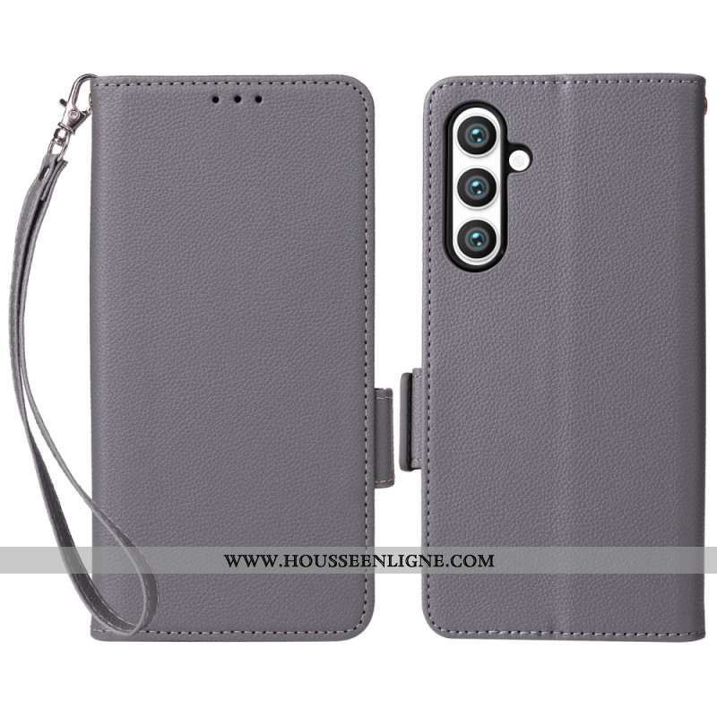 Housse Samsung Galaxy S24 FE Simili Cuir Lisse à Lanière