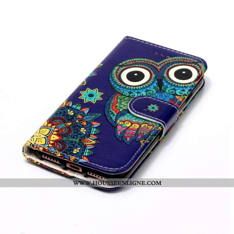 Housse Samsung Galaxy S24 Plus 5G Chouette Bleue à Lanière
