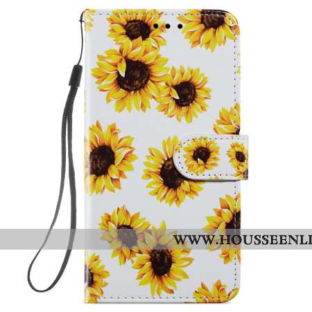 Housse Samsung Galaxy S24 Plus 5G Tournesols à Lanière
