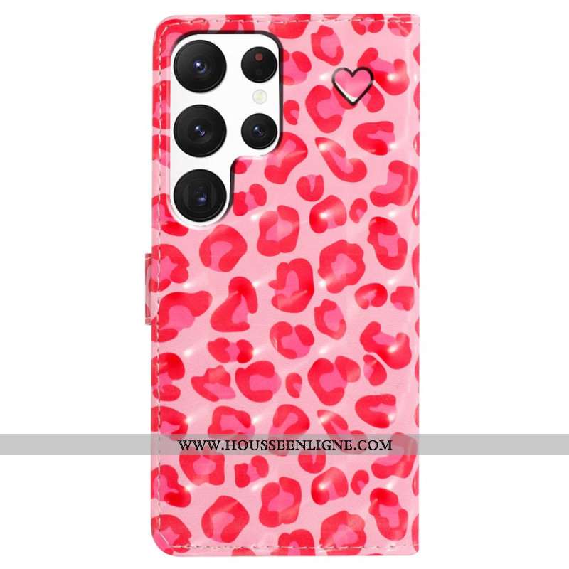 Housse Samsung Galaxy S24 Ultra 5G Imprimé Léopard Rose