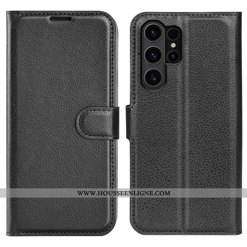 Housse Samsung Galaxy S24 Ultra 5G Simili Cuir Litchi Classique