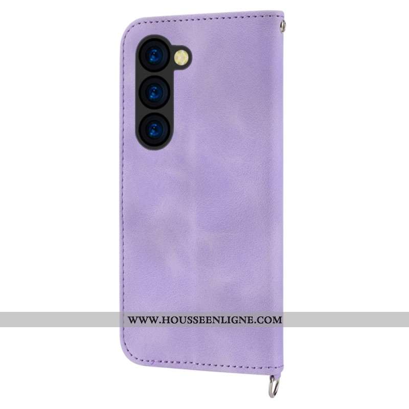 Housse Samsung Galaxy Z Fold 6 Motif Dentelle avec Lanière et Bandoulière