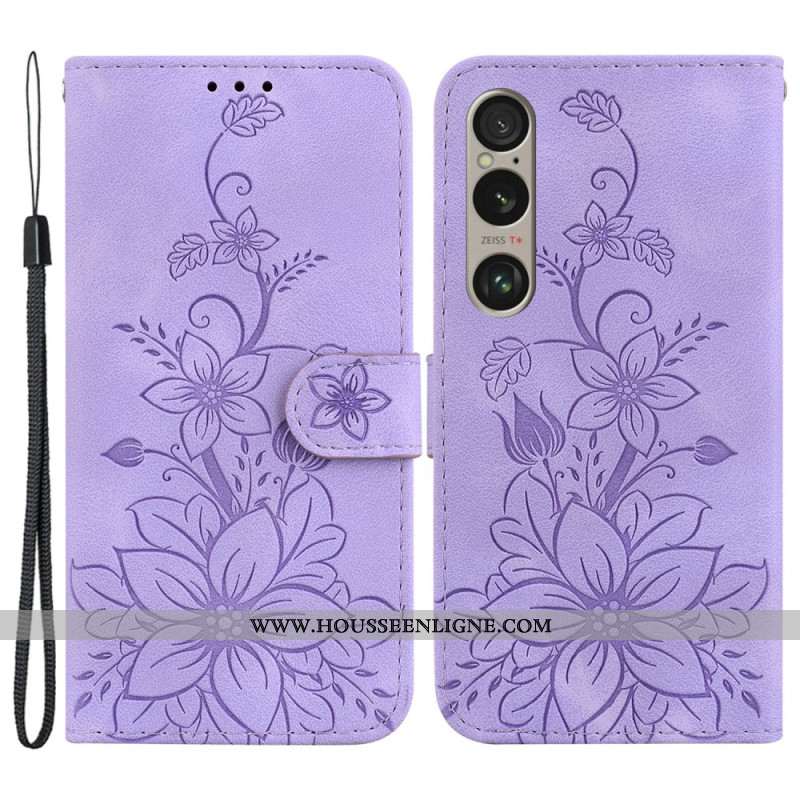 Housse Sony Xperia 1 VI Motif Floral à Lanière