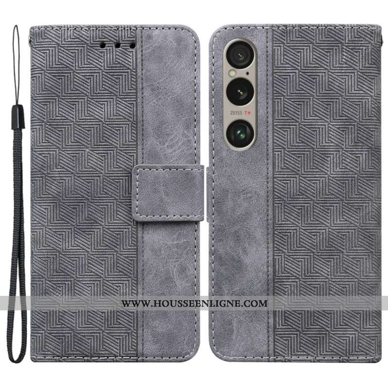 Housse Sony Xperia 1 VI Motif Tissé à Lanière