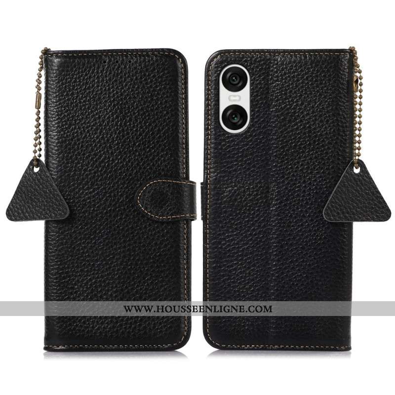 Housse Sony Xperia 10 VI Blocage RFID et Texture Litchi