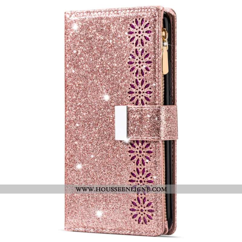 Housse Xiaomi Redmi Note 13 5G Portefeuille à Fermeture Éclair Paillettes