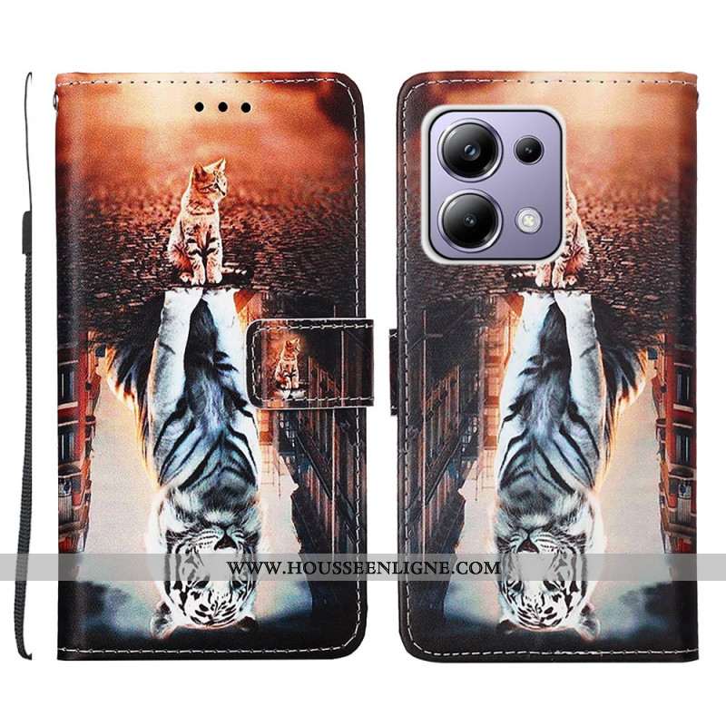 Housse Xiaomi Redmi Note 13 Pro 4G / Poco M6 Pro 4G Chat et Tigre à Lanière