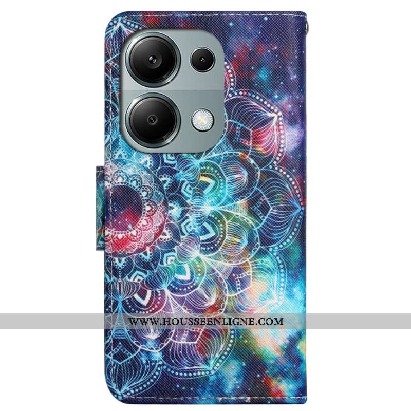 Housse Xiaomi Redmi Note 13 Pro 4G / Poco M6 Pro 4G Ciel étoilé et Mandala à Lanière