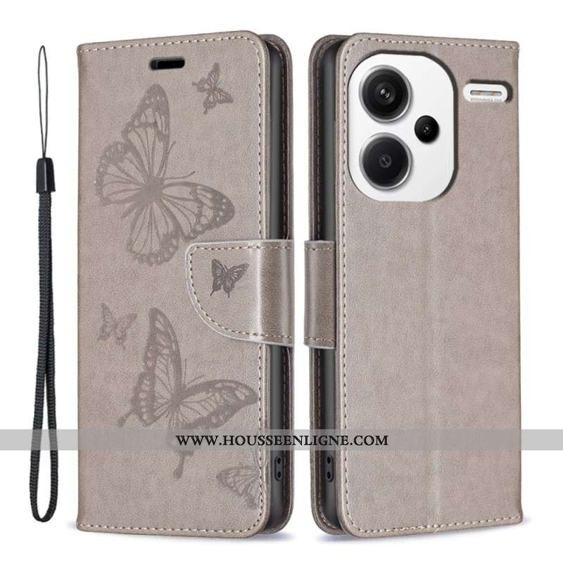 Housse Xiaomi Redmi Note 13 Pro Plus 5G Motif Papillons à Lanière