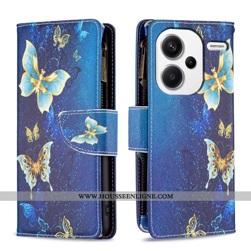 Housse Xiaomi Redmi Note 13 Pro Plus 5G Portefeuille Papillons dorés