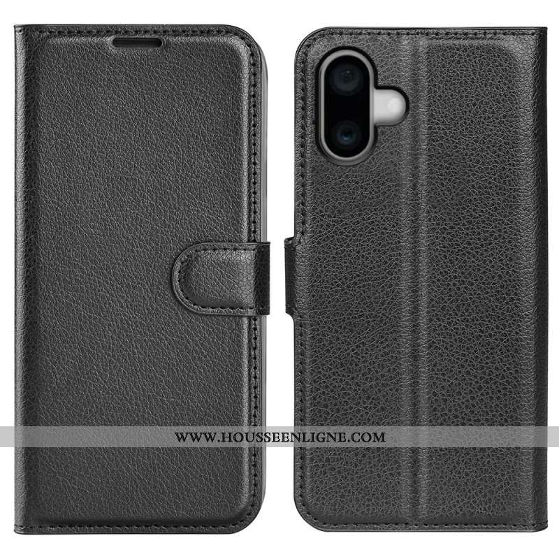 Housse iPhone 16 Plus Simili Cuir Litchi