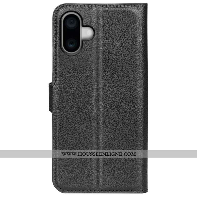 Housse iPhone 16 Plus Simili Cuir Litchi