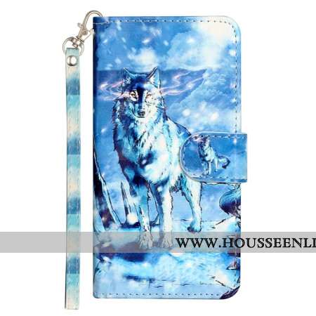 Housse iPhone 16 Pro Max Loup des Neiges à Lanière