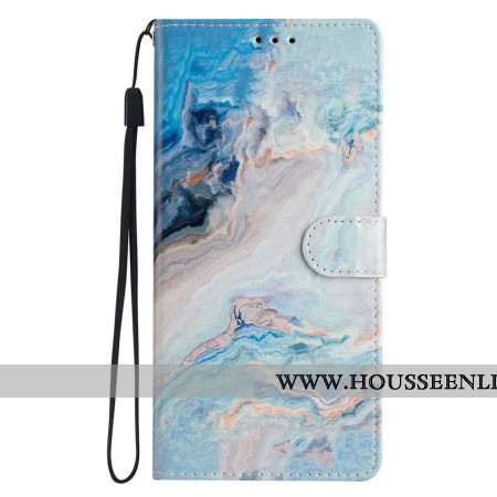 Housse iPhone 16 Pro Max Marbre Bleu à Lanière