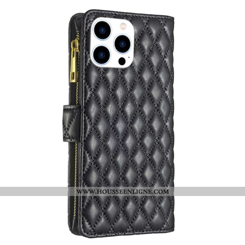 Housse iPhone 16 Pro Max Portefeuille Matelassé BINFEN COLOR