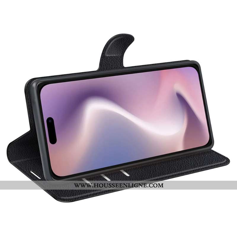 Housse iPhone 16 Pro Max Simili Cuir Litchi Classique