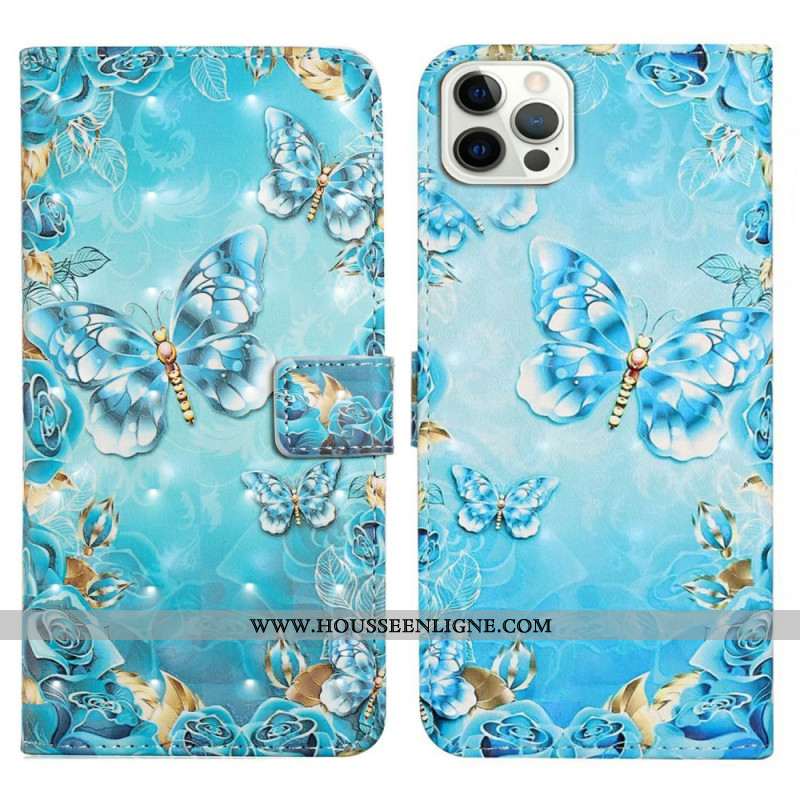 Housse iPhone 16 Pro Papillons Bleus